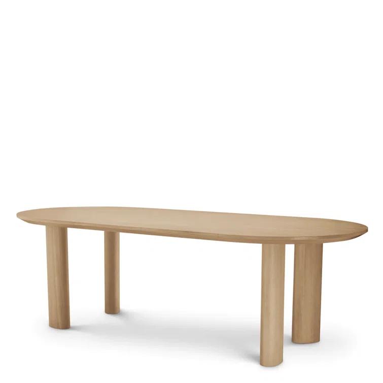 Natural Oak Asymmetrical Leg Dining Table