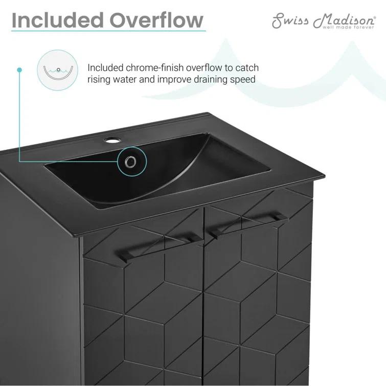 Annecy 24 In. Bathroom Vanity With Ceramic Sink Top