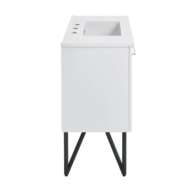 Annecy 36 In. White Bathroom Vanity With 3-Hole Ceramic Sink Top