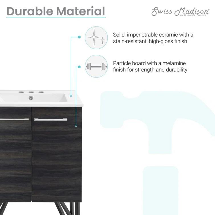 Annecy 24 In. Bathroom Vanity With Ceramic Sink Top