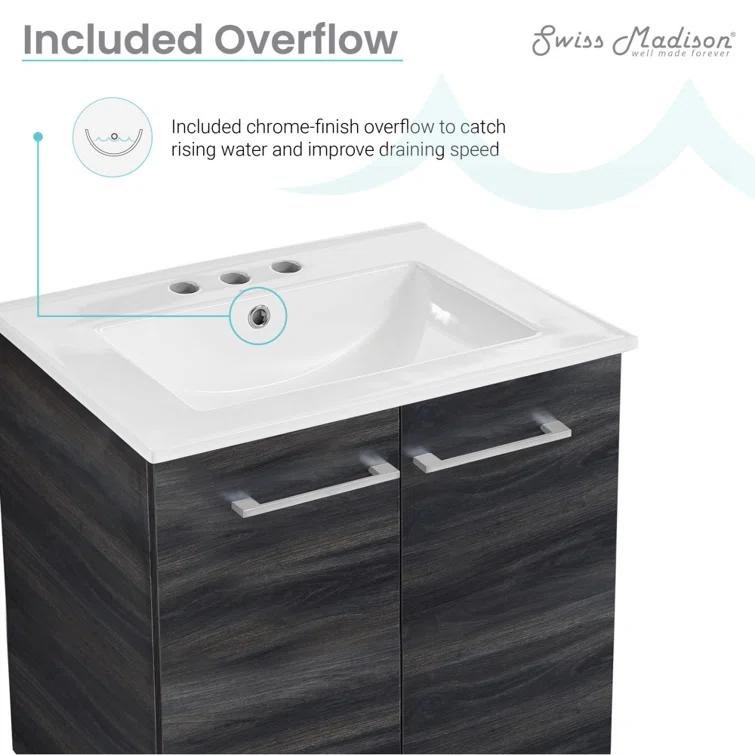 Annecy 24 In. Bathroom Vanity With Ceramic Sink Top