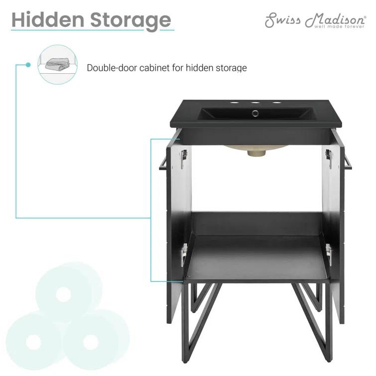 Annecy 24 In. Bathroom Vanity With Ceramic Sink Top