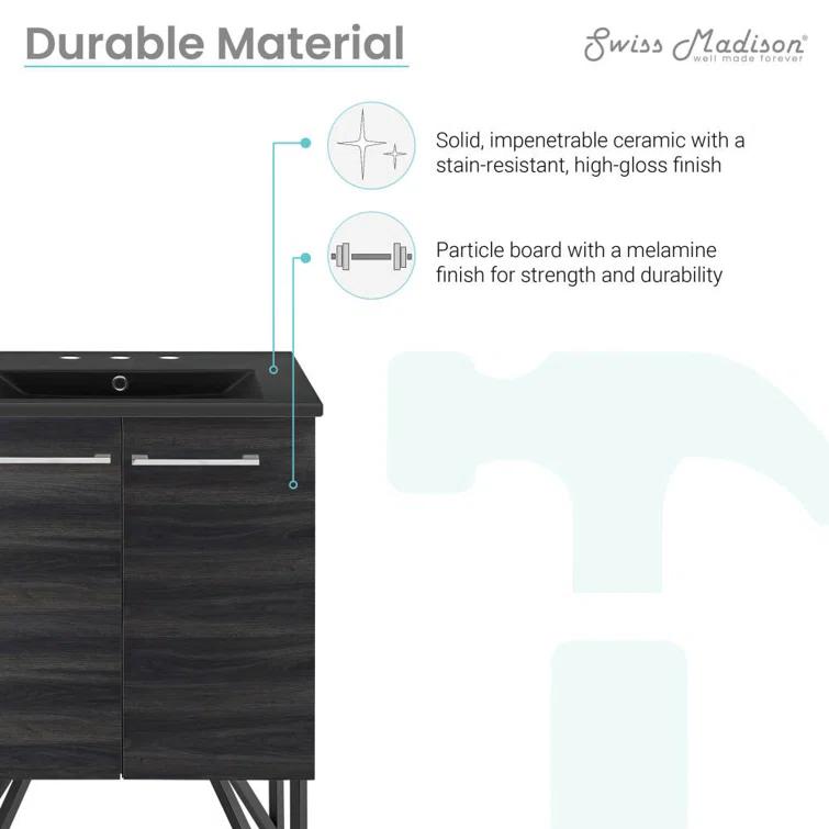 Annecy 24 In. Bathroom Vanity With Ceramic Sink Top