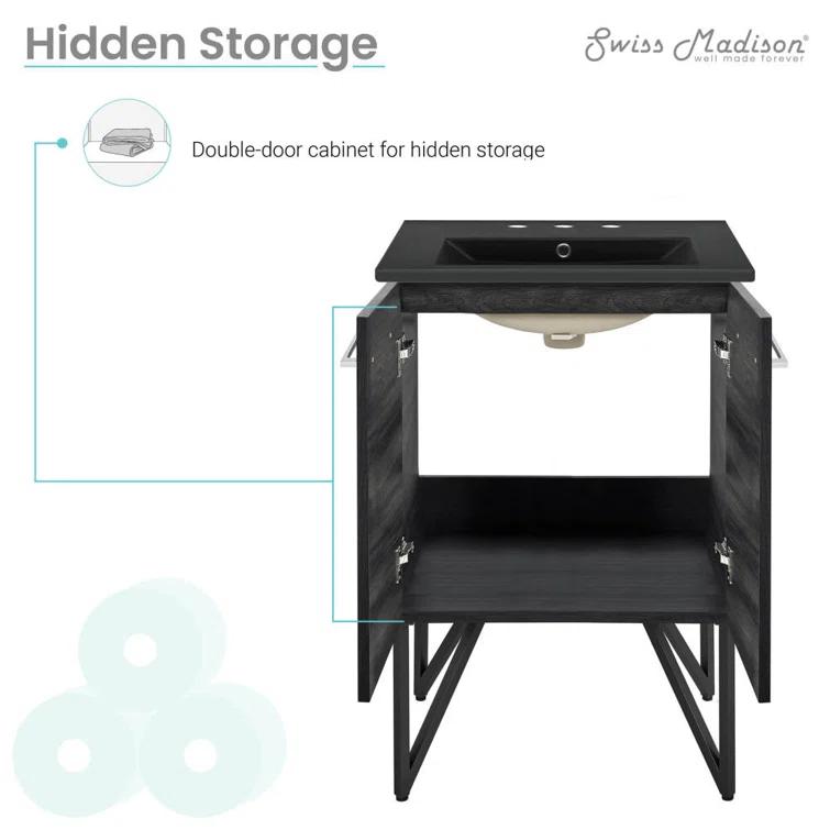 Annecy 24 In. Bathroom Vanity With Ceramic Sink Top