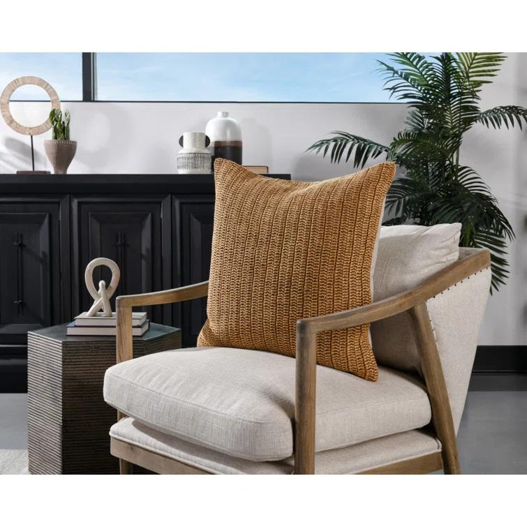 Honey Knitted Linen Rectangular Throw Pillow