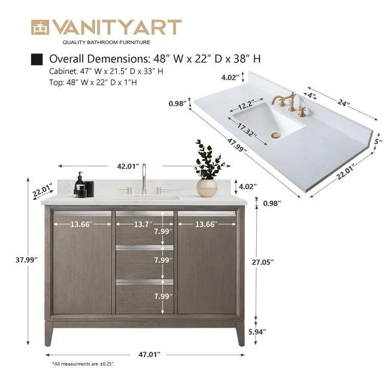 48 Single Bathroom Vanity with Top