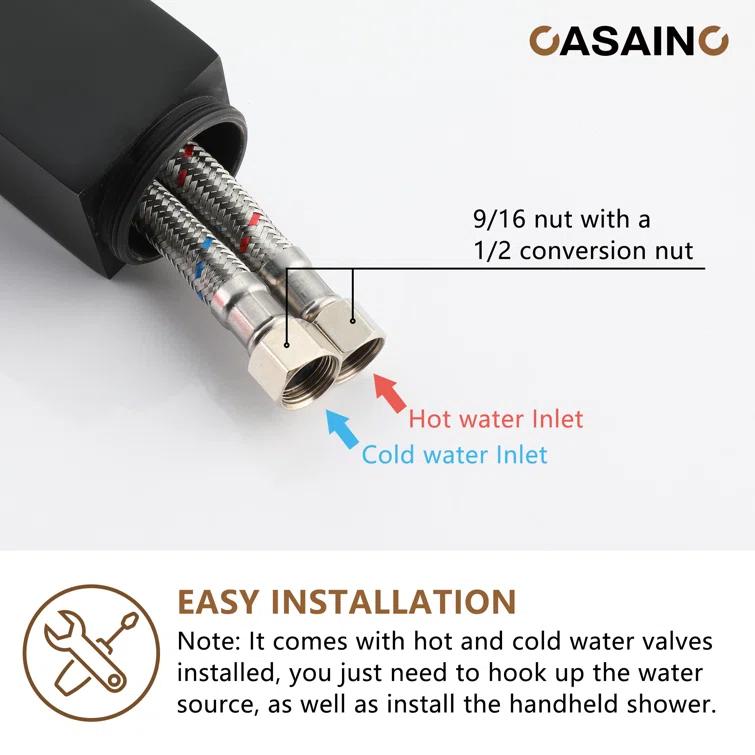 Single Handle Free Standing Bathtub Faucet with Diverter and Handshower