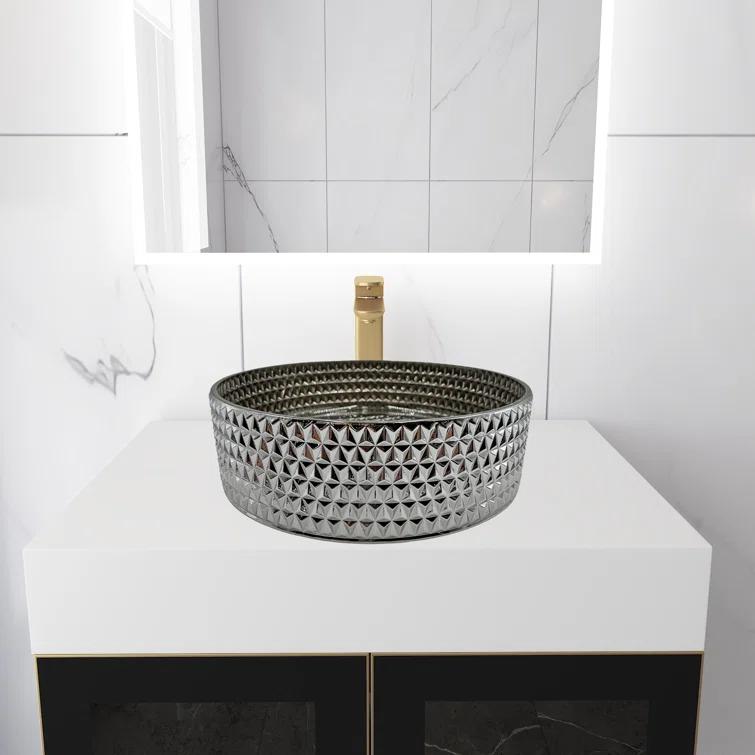 Scotch 14" Glass Circular Bathroom Vessel Sink - Timeless Collection