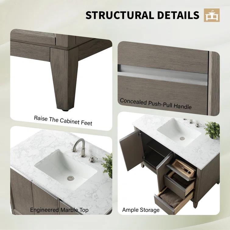 42 Single Bathroom Vanity with Top