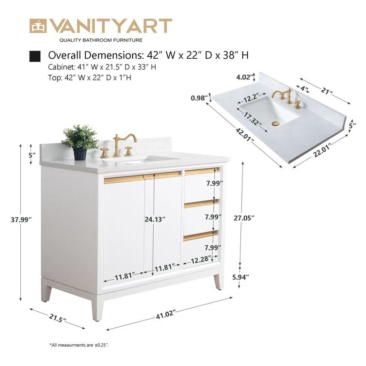 42 Single Bathroom Vanity with Top