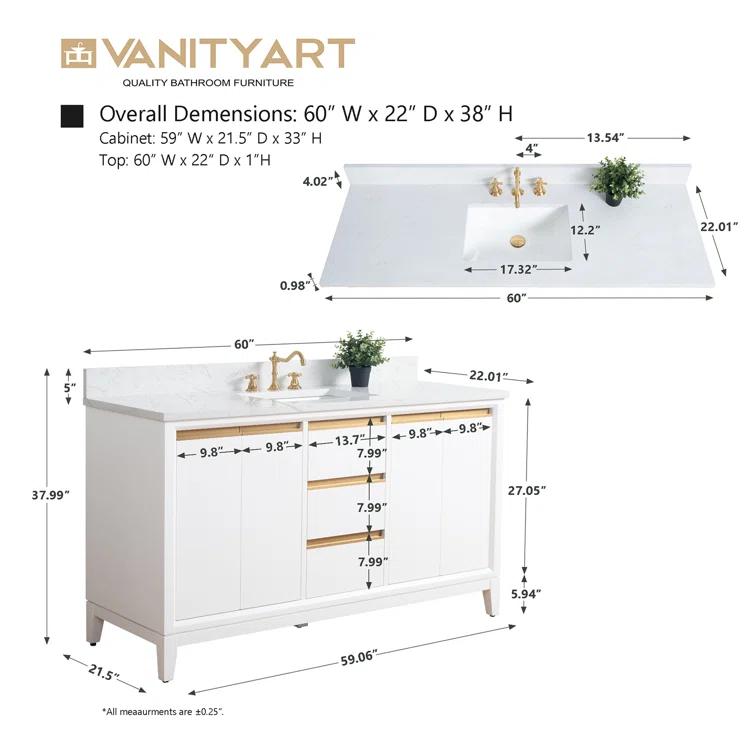 60 Single Bathroom Vanity with Top