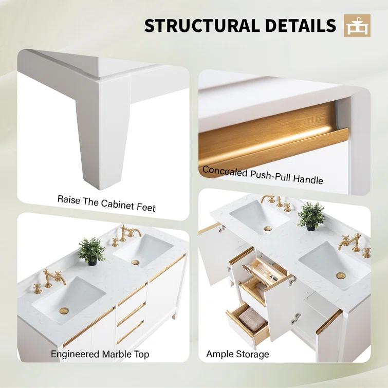 60 Double Bathroom Vanity with Top