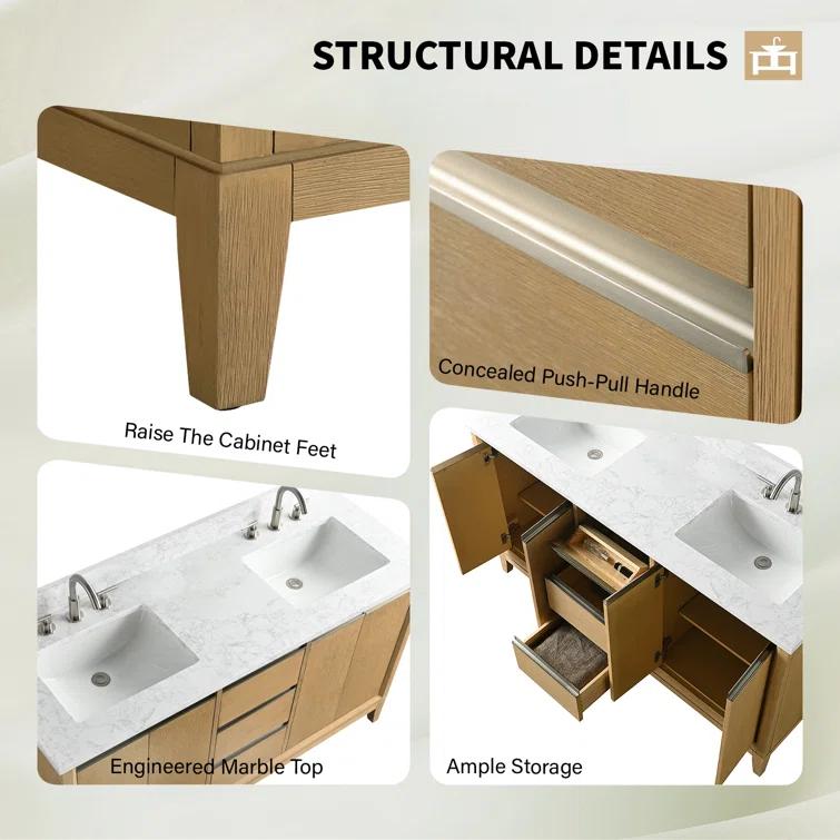 60 Double Bathroom Vanity with Top