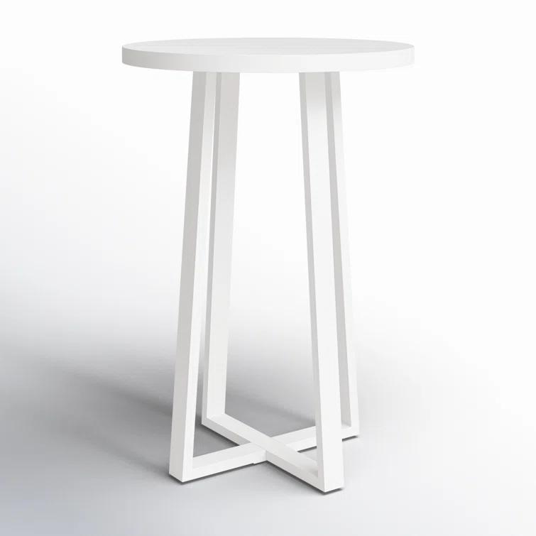 White Powder Coated Iron Minimalist Outdoor Accent Table