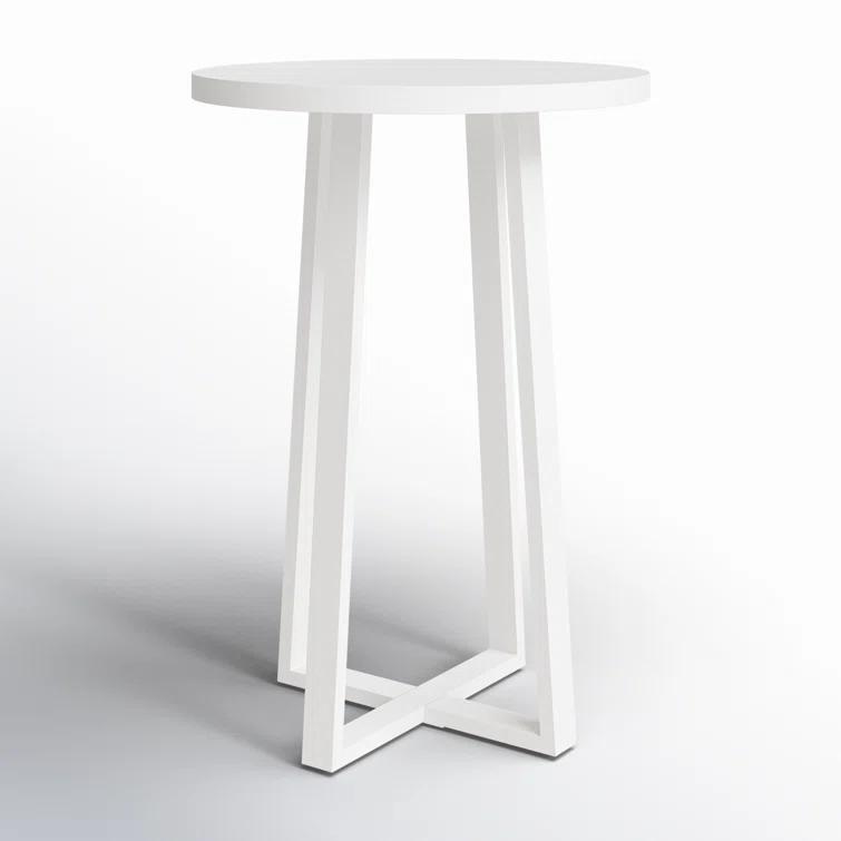 White Powder Coated Iron Minimalist Outdoor Accent Table