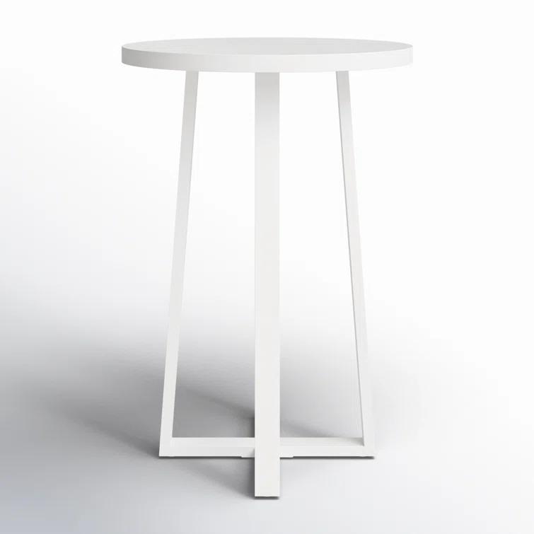 White Powder Coated Iron Minimalist Outdoor Accent Table