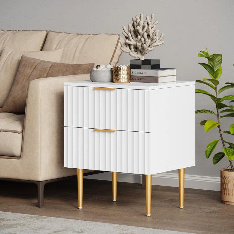 Mercer41 Rishaw Fluted Nightstand With 2 Drawers (Set of 2)