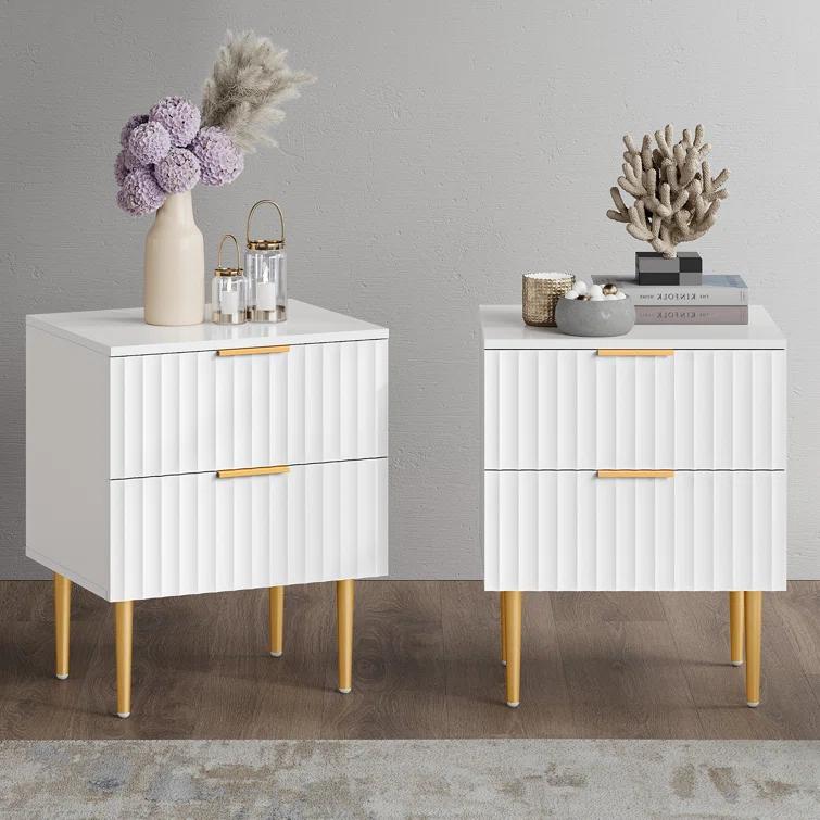 Mercer41 Rishaw Fluted Nightstand With 2 Drawers (Set of 2)