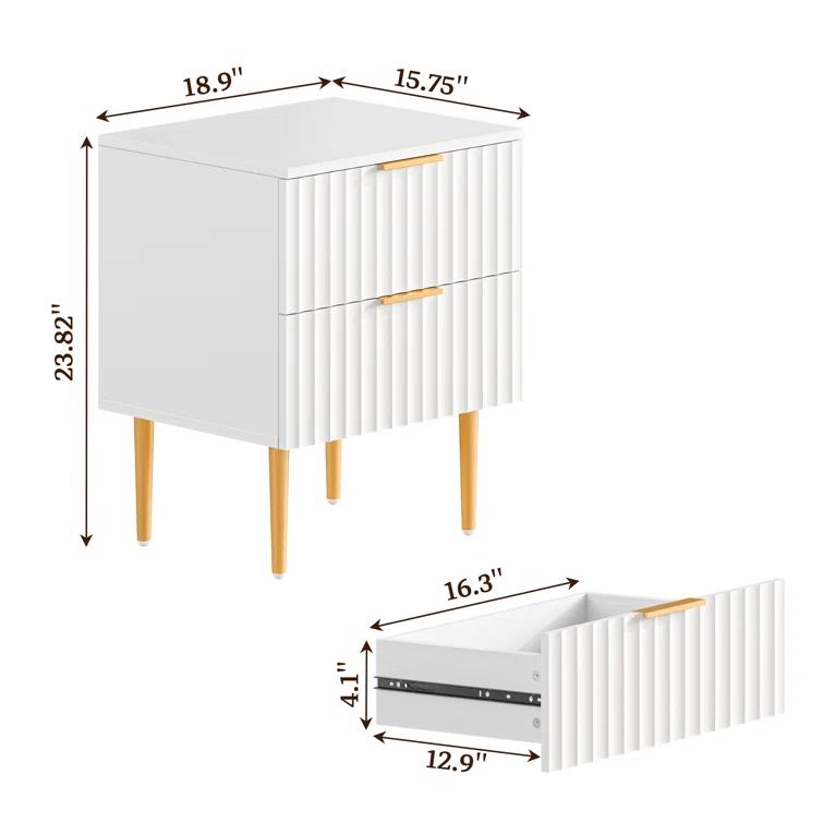 Mercer41 Rishaw Fluted Nightstand With 2 Drawers (Set of 2)