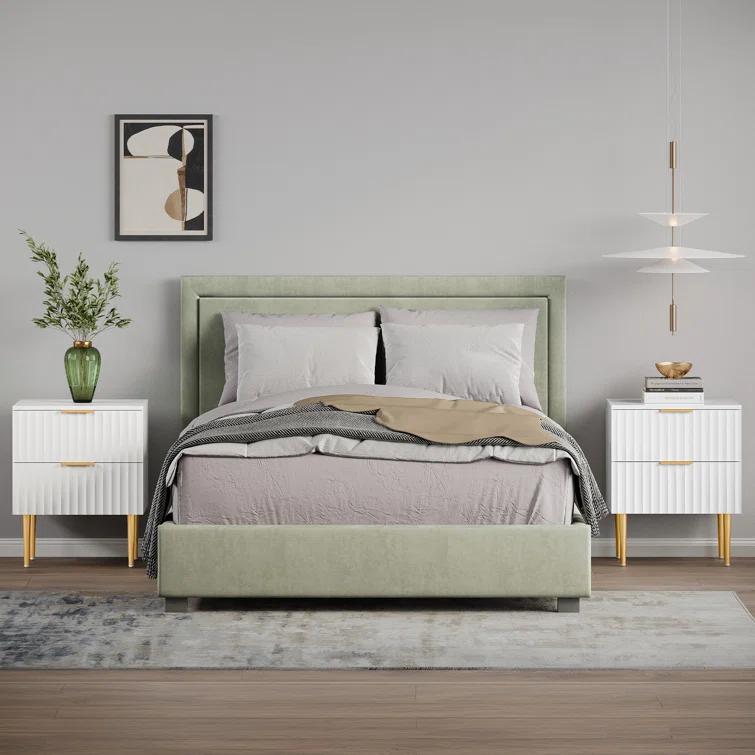 Mercer41 Rishaw Fluted Nightstand With 2 Drawers (Set of 2)