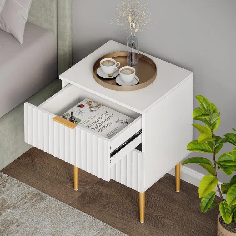 Mercer41 Rishaw Fluted Nightstand With 2 Drawers (Set of 2)