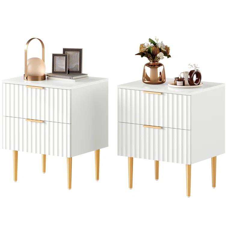 Mercer41 Rishaw Fluted Nightstand With 2 Drawers (Set of 2)