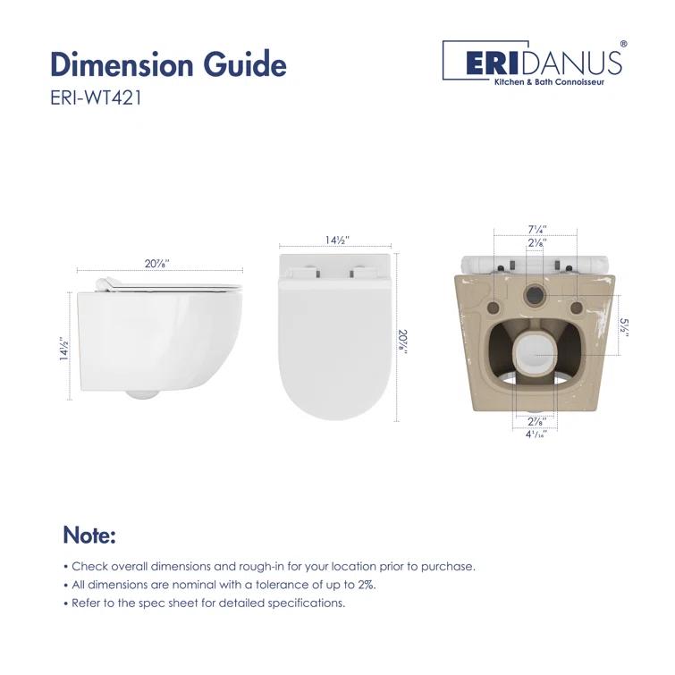 Hampton Elongated Wall Mount Toilet Wall Hung Toilet Bowl
