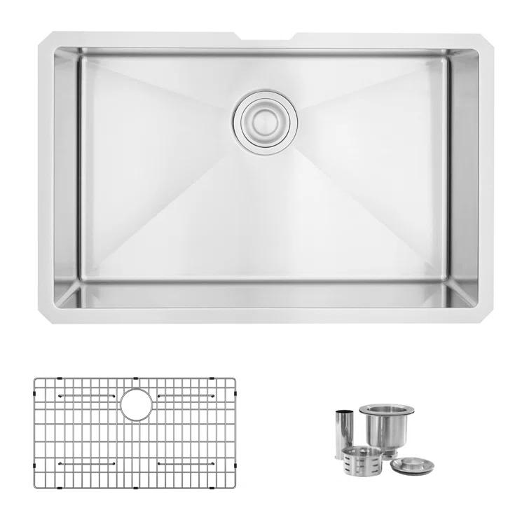 Styluxe Stylish Emeral Undermount 28" Single-Bowl Stainless Steel 16G Kitchen Sink