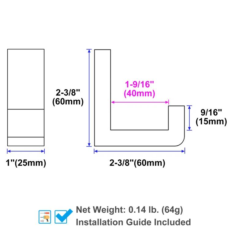 Stainless Steel Bathroom Wall Mounting Robe Hook