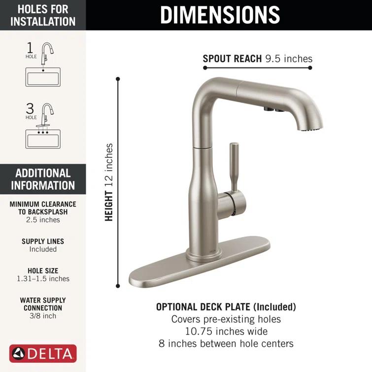 Almari Pull-Out Sprayer Kitchen Faucet, Single Handle Kitchen Sink Faucet