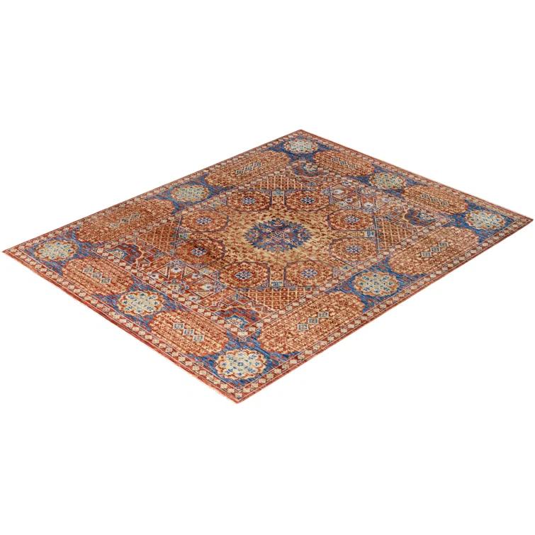 Solo Rugs One-of-a-Kind Rectangle 8'1" X 10'3" New Age Wool Area Rug Rust/Blue