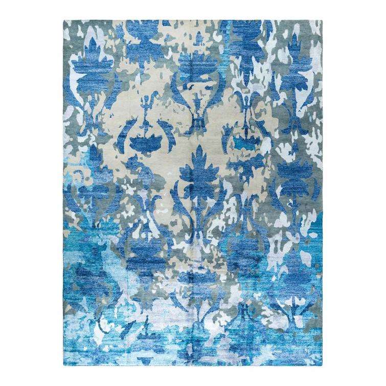 Solo Rugs Modern One-of-a-Kind Hand-Knotted Area Rug - Gray, 9' 0" x 11' 10"