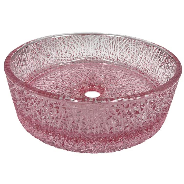 CastelloUSA Stadium 16" Glass Circular Bathroom Vessel Sink - Timeless Collection CB-VC-16-LPNT-16