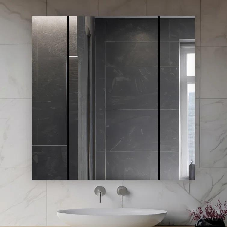 Royale Medicine Cabinet with Electrical Outlets, Defogger, Adjustable LED 3X Magnifying Mirror.