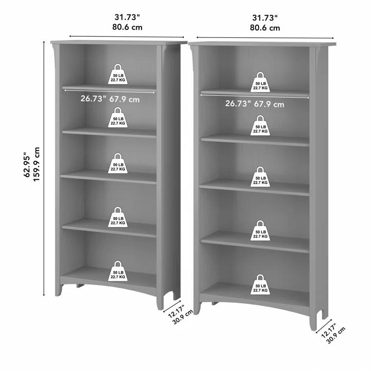 Khadesha Tall 5 Shelf Bookcase - Set Of 2