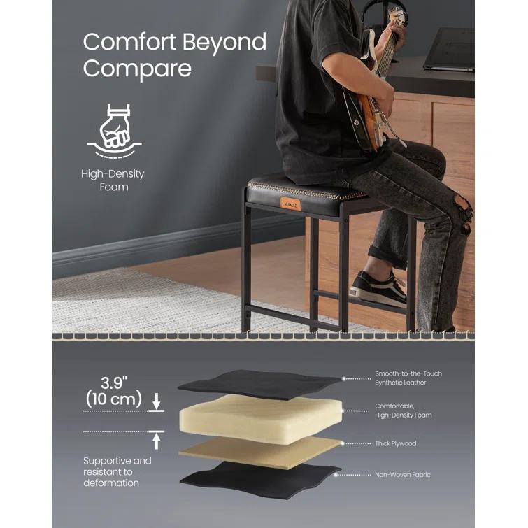 VASAGLE Bar Stools Set of 2, Counter Height Bar Stools, Synthetic Leather with Stitching (Set of 2)