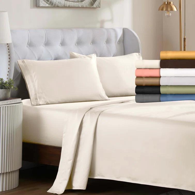 Superior Egyptian Cotton Deep Pocket Solid Luxury 1500 Thread Count Sheet Set
