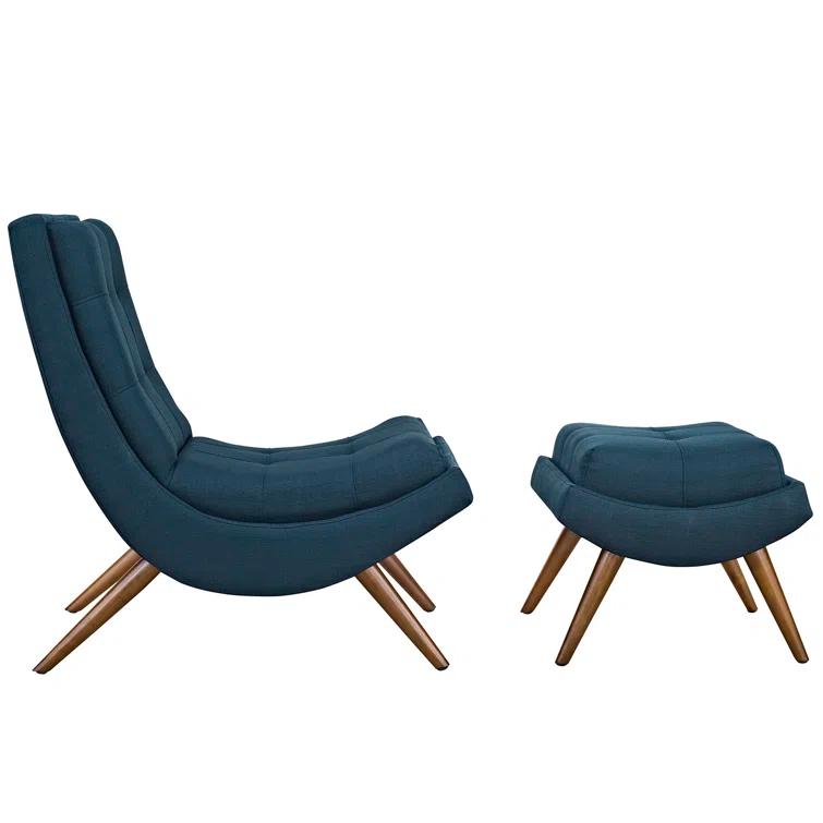 Modway Ramp Mid Century Fabric Lounge Chair Set