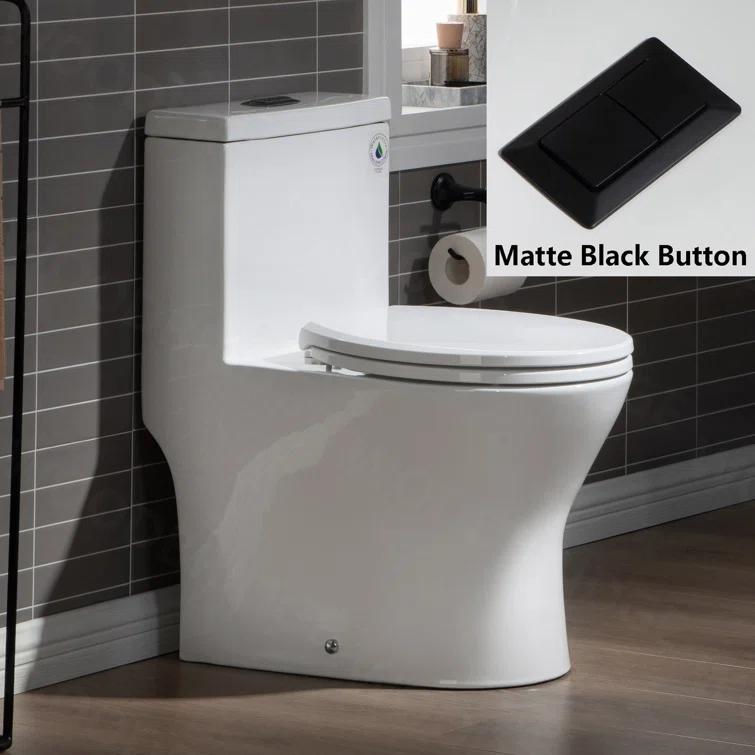 1.28 GPF Round Compact One Piece Dual-Flush Toilet with Soft-Closing Seat,MAP Flushing 1000G