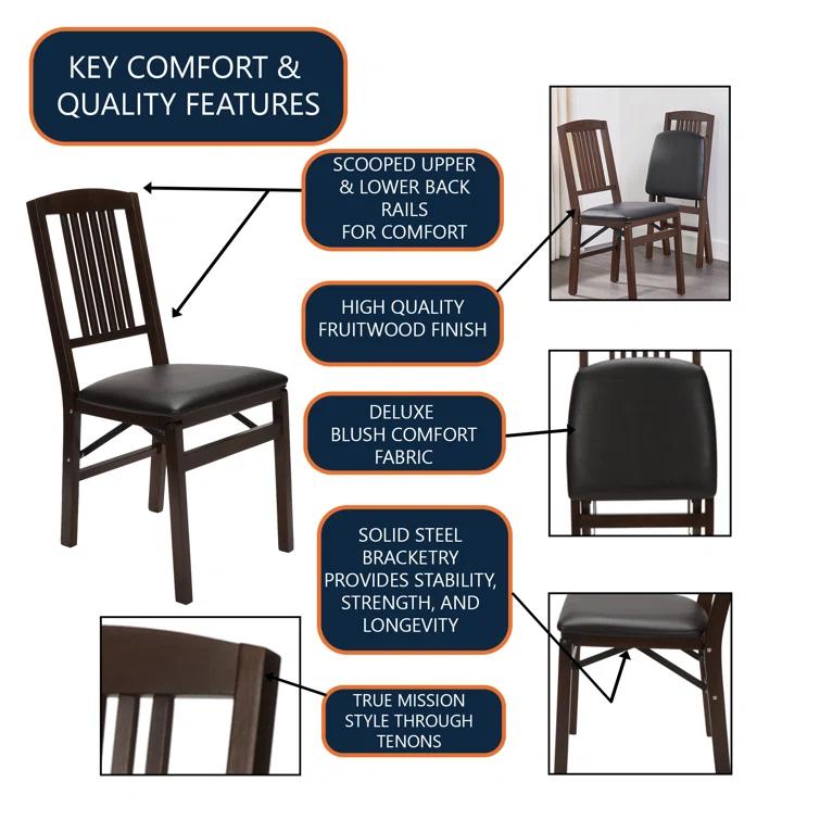 Stakmore Simple Mission Vinyl Padded Folding Chair (Set of 2)