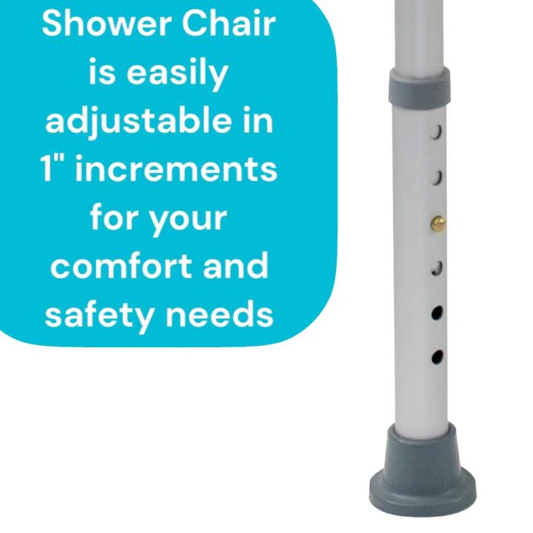 Essential Medical Supply Essential Medical Supply Height Adjustable Shower and Bath Bench with Padded Arms, Contoured Back and Textured Shower Chair Seat B3011