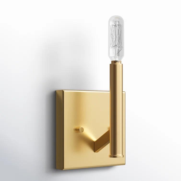 Sleek Satin Brass Outdoor Wall Sconce with Dimmable Light
