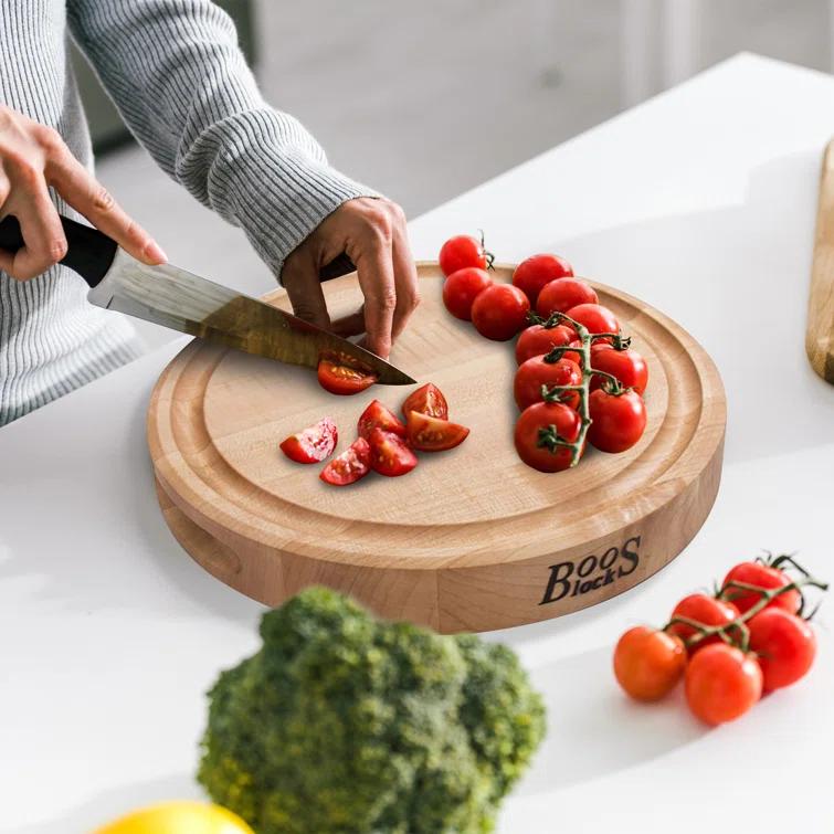 John Boos Chef's Collection Round Maple Cutting Board with Groove
