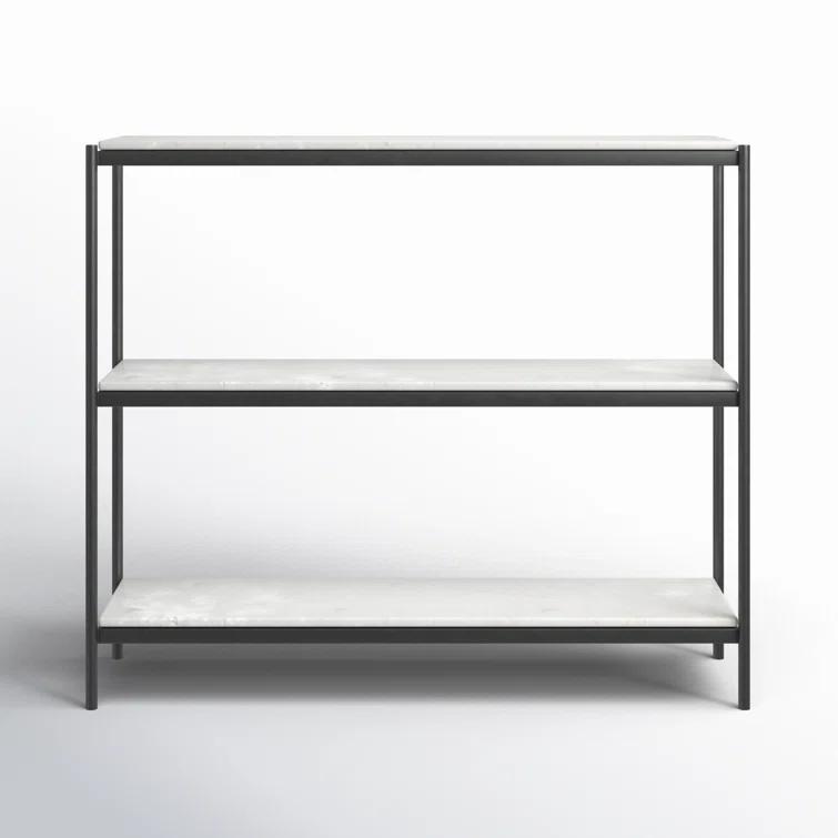 Felix 36'' Hammered Gray Metal and White Marble Console Table