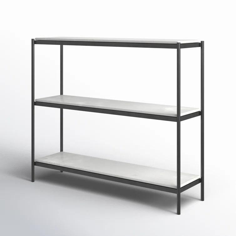 Felix 36'' Hammered Gray Metal and White Marble Console Table