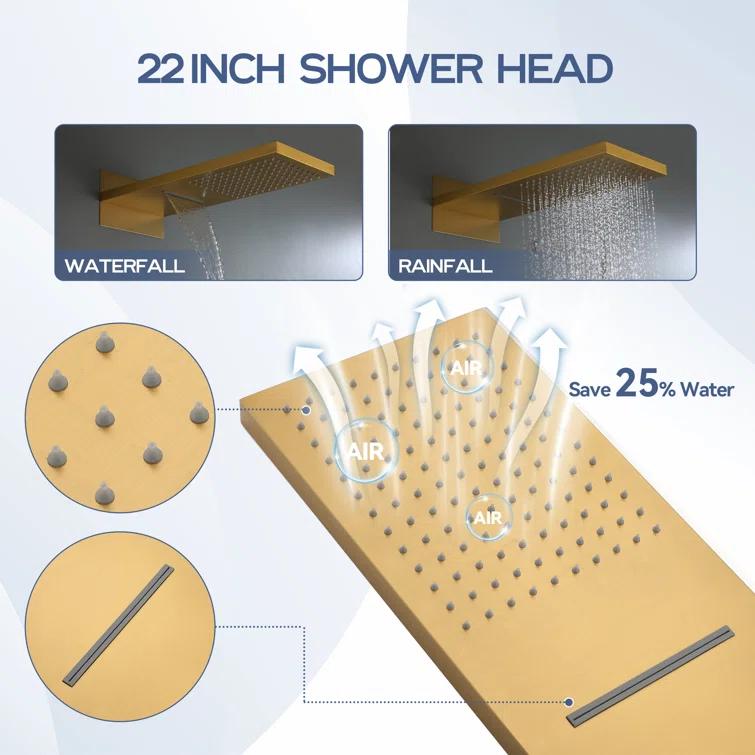 Cascade Bliss Luxury Complete Shower System with Rough-in Valve