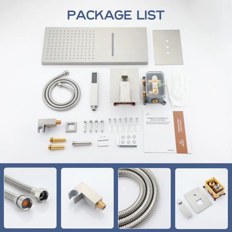 Cascade Bliss Luxury Complete Shower System with Rough-in Valve