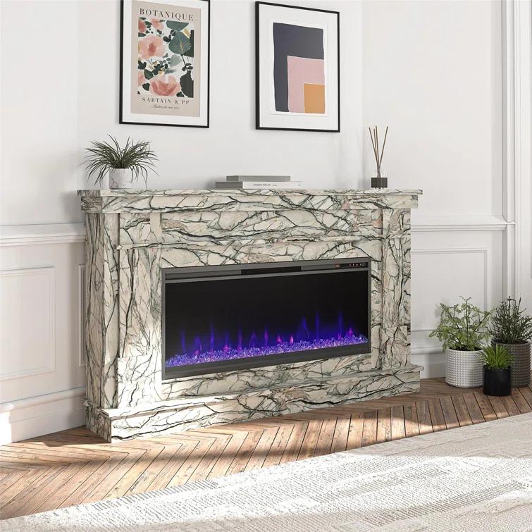 Waverly Wide Mantel with Linear Electric Fireplace