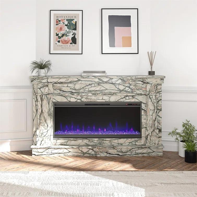 Waverly Wide Mantel with Linear Electric Fireplace