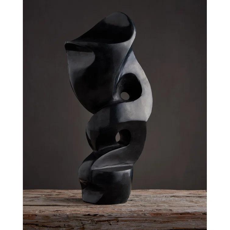 Roland Black Marble Abstract Sculpture, 16.75" Height